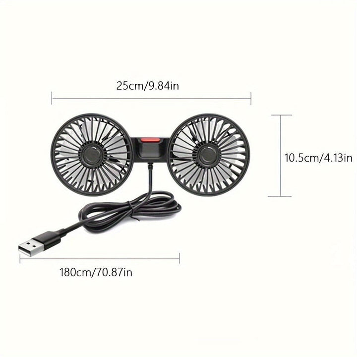1pc Car Fan, Car Small Air Conditioner, Double-headed Rear Fan, Strong Wind, 360 Degrees Rotation, Large Air Volume, Subwoofer Operation, Base Fixed Clip Mounting Method, Suitable For Car Home | Stornfield