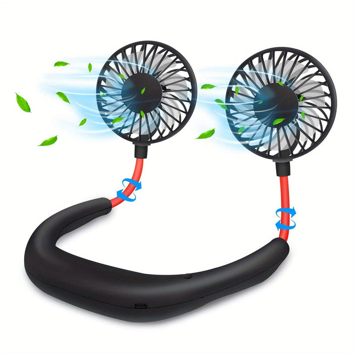 1pc USB Rechargeable Portable Neck Fan - Hands-Free Personal Wear Fan with 360° Adjustable 3-Speed Settings for Travel, Office, Home, and Outdoor Use | Stornfield