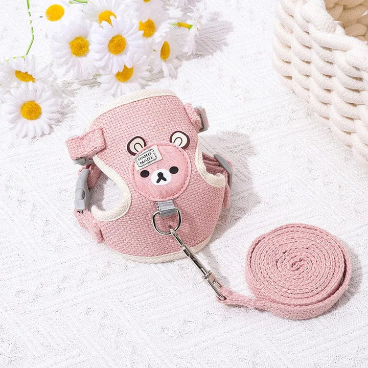 Small Cat Dog Harness Leash Set Breathable Vest Escape Proof Chest Strap Kitten Puppy Cartoon Bear Walking Pet Traction Lead | Stornfield
