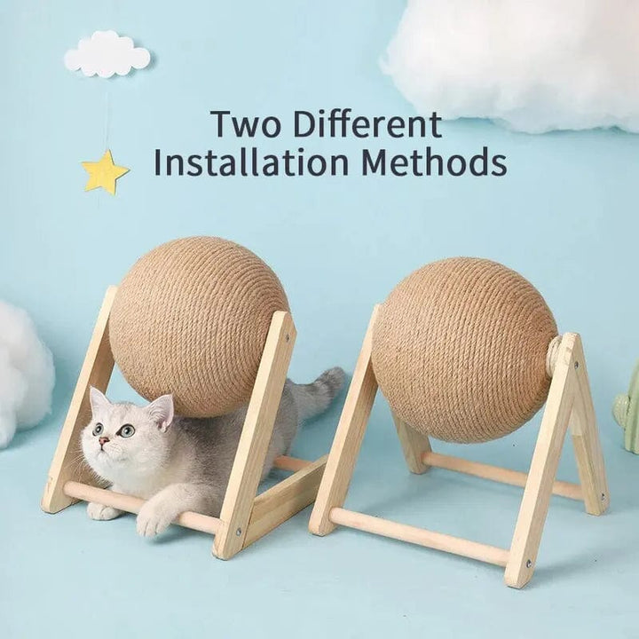 Cat Cratchers Ball Toys Sisal and Wood Stable Triangle Cats Indoor Stuff Sturdy Scratching Cool Scratch on Stand Spin | Stornfield