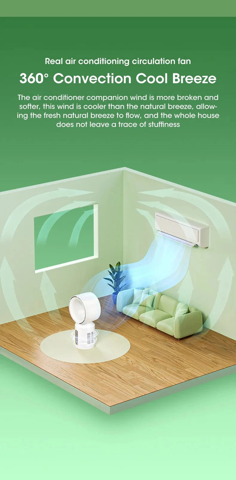 Desktop Bladeless Electric Fan Table Fan 5 Speed Tower Fan For Baby Cooler Air Conditioner USB Rechargeable Cooler Fan | Stornfield