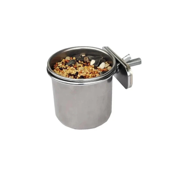 Parrot Feeding Cups Bird Feeder Dish Removable Stainless Steel Food Bowls with Clamp Holder for Cage for Small Animals Bird Cage | Stornfield