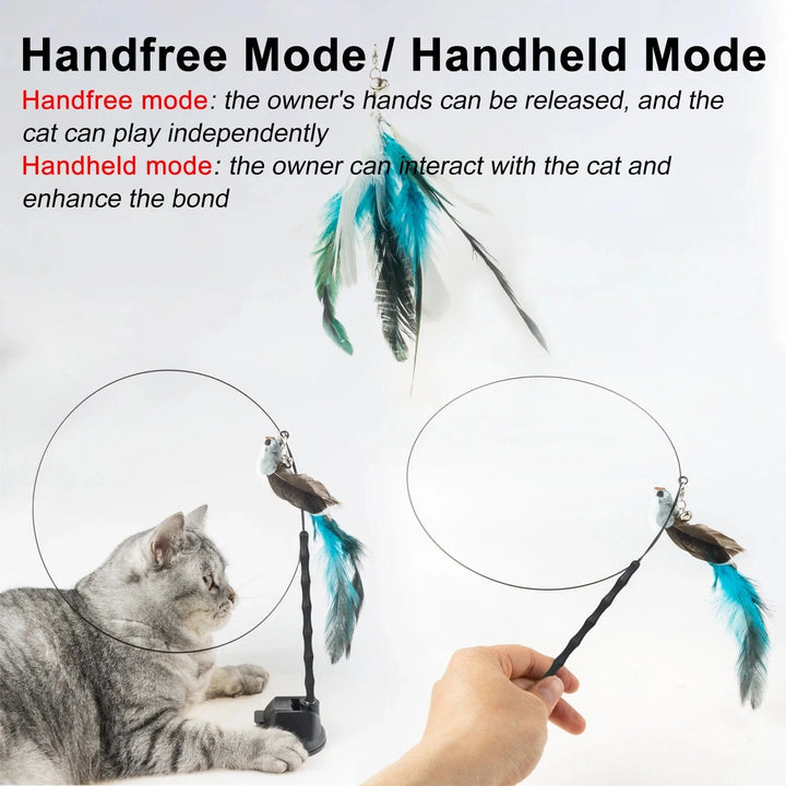 Handfree Bird/Feather Cat Wand with Bell Powerful Suction Cup Interactive Toys for Cats Kitten Hunting Exercise Pet Products | Stornfield