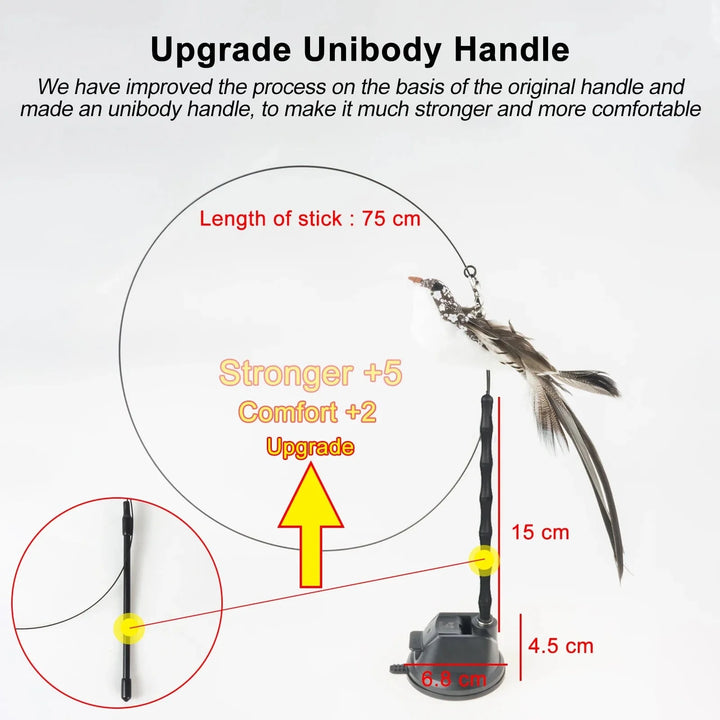 Handfree Bird/Feather Cat Wand with Bell Powerful Suction Cup Interactive Toys for Cats Kitten Hunting Exercise Pet Products | Stornfield