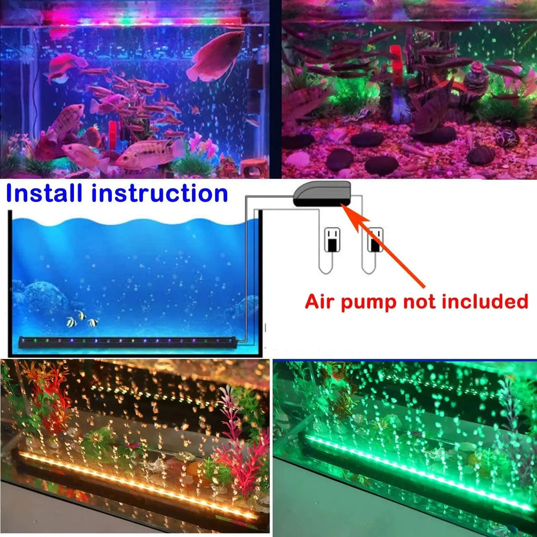 LED Air Bubble Light Aquarium Lamp Underwater Submersible Fish Tank Light Color Changing Making Oxygen for Fish Tank | Stornfield