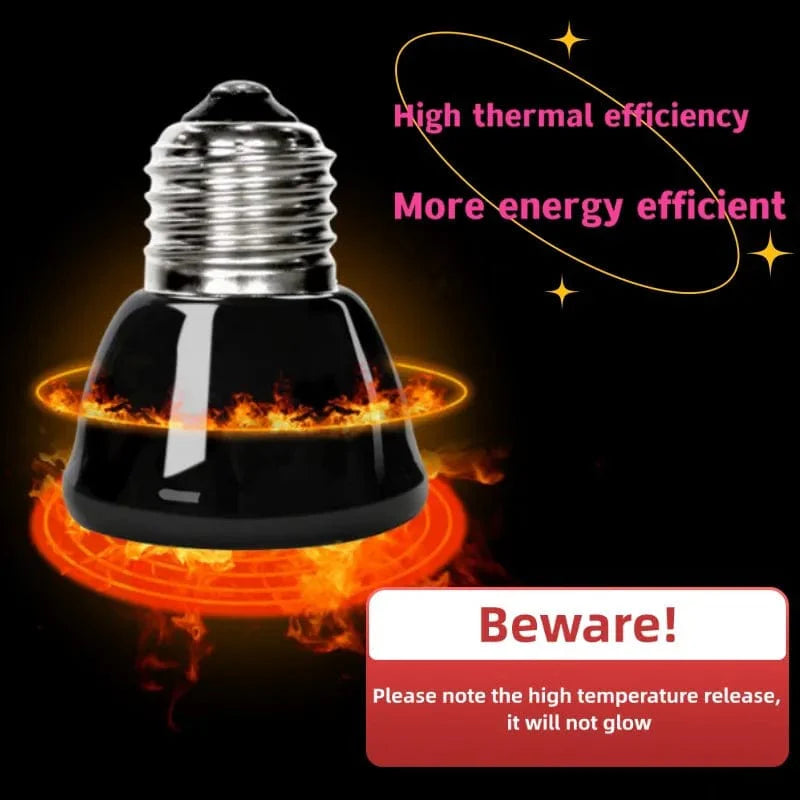Mini Infrared Ceramic Heating Lamp, Heat Emitter Light Bulb, Pet Reptile, Tortoise Terrapin, Small Pets, 20W, 40W, 60W, 80W | Stornfield