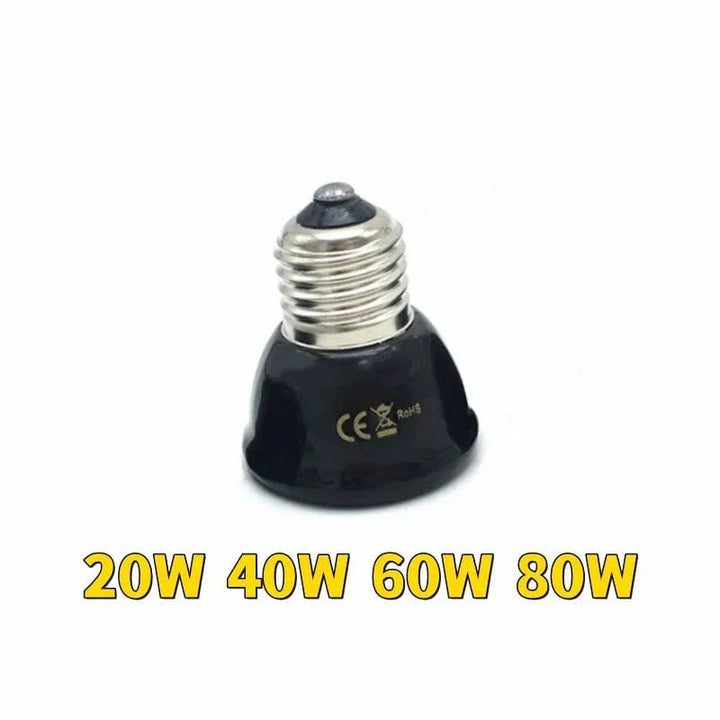 Mini Infrared Ceramic Heating Lamp, Heat Emitter Light Bulb, Pet Reptile, Tortoise Terrapin, Small Pets, 20W, 40W, 60W, 80W | Stornfield