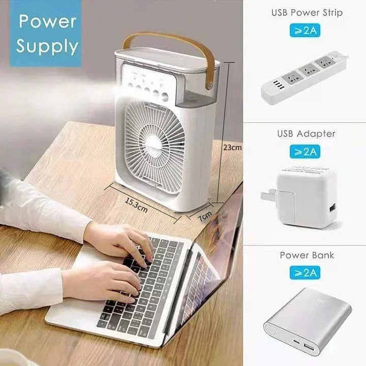 New 3 In 1 Fan Air Conditioner Household Mini Air Cooler LED Night Light Portable Humidifier Air Adjustment Fan Office Home Fan | Stornfield
