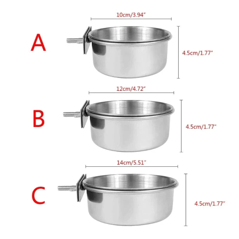 Parrot Feeding Cups Bird Feeder Dish Removable Stainless Steel Food Bowls with Clamp Holder for Cage for Small Animals Bird Cage | Stornfield