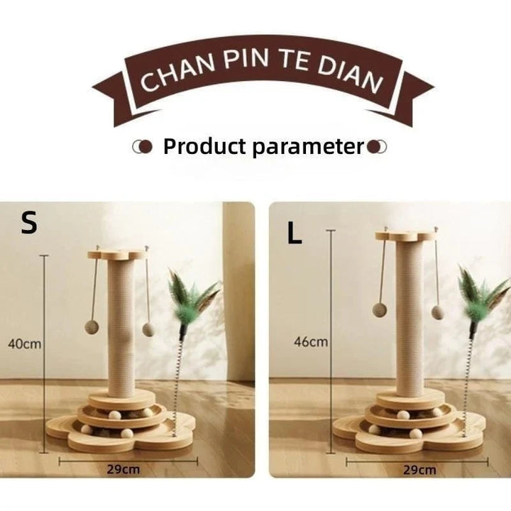 Pet Cat Toy Solid Wood Cat Turntable Funny Cat Stick  Balls Durable Sisal Scratching Board Cat Supplies Cat Grab Column | Stornfield