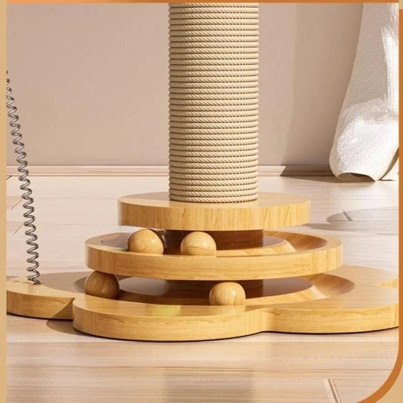 Pet Cat Toy Solid Wood Cat Turntable Funny Cat Stick  Balls Durable Sisal Scratching Board Cat Supplies Cat Grab Column | Stornfield