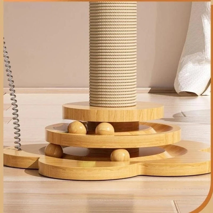 Pet Cat Toy Solid Wood Cat Turntable Funny Cat Stick  Balls Durable Sisal Scratching Board Cat Supplies Cat Grab Column | Stornfield