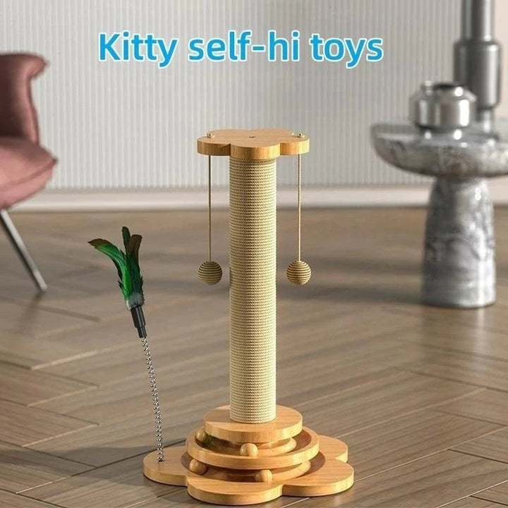 Pet Cat Toy Solid Wood Cat Turntable Funny Cat Stick  Balls Durable Sisal Scratching Board Cat Supplies Cat Grab Column | Stornfield