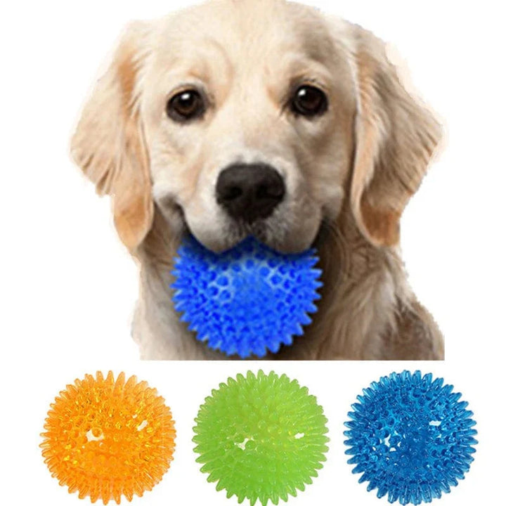 Pet Dog Toys Cat Puppy Sounding Toy Polka Squeaky Tooth Cleaning Ball TPR Training Pet Teeth Chewing Toy Thorn Balls Accessories | Stornfield