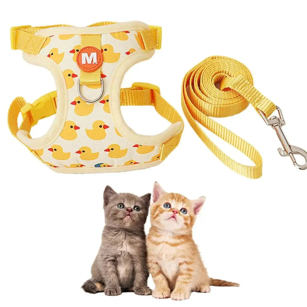 Pet Vest Vest With Leash Cartoon Yellow Duck Walk-in Adjustable Buckle Small Dog Puppy Cat Harness Pet Supplies | Stornfield