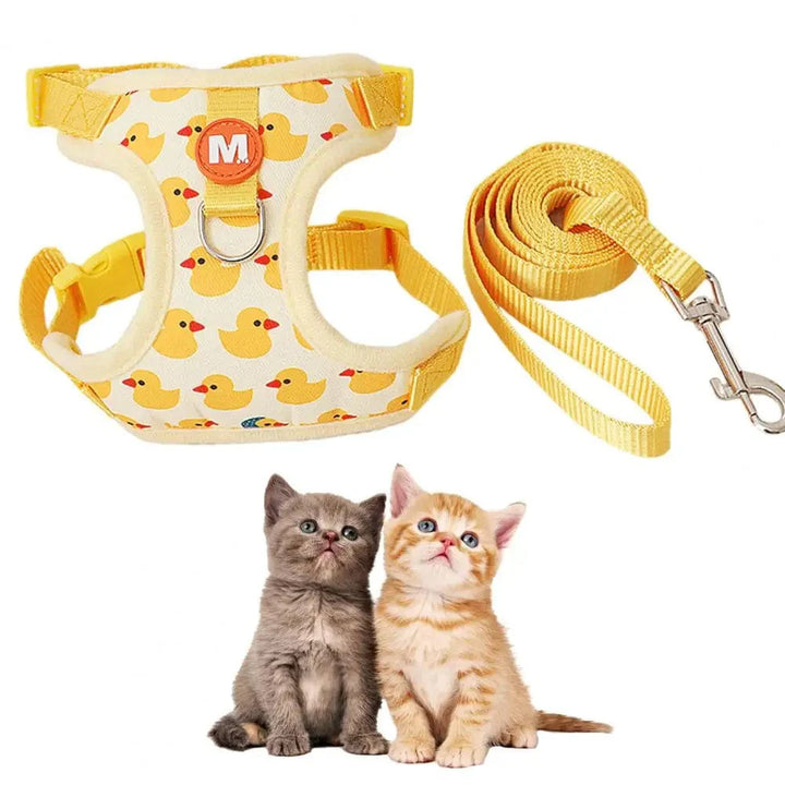Pet Vest Vest With Leash Cartoon Yellow Duck Walk-in Adjustable Buckle Small Dog Puppy Cat Harness Pet Supplies | Stornfield
