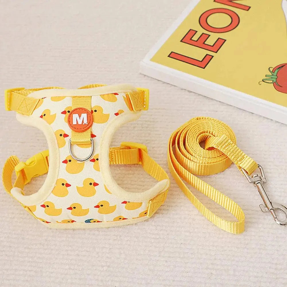 Pet Vest Vest With Leash Cartoon Yellow Duck Walk-in Adjustable Buckle Small Dog Puppy Cat Harness Pet Supplies | Stornfield