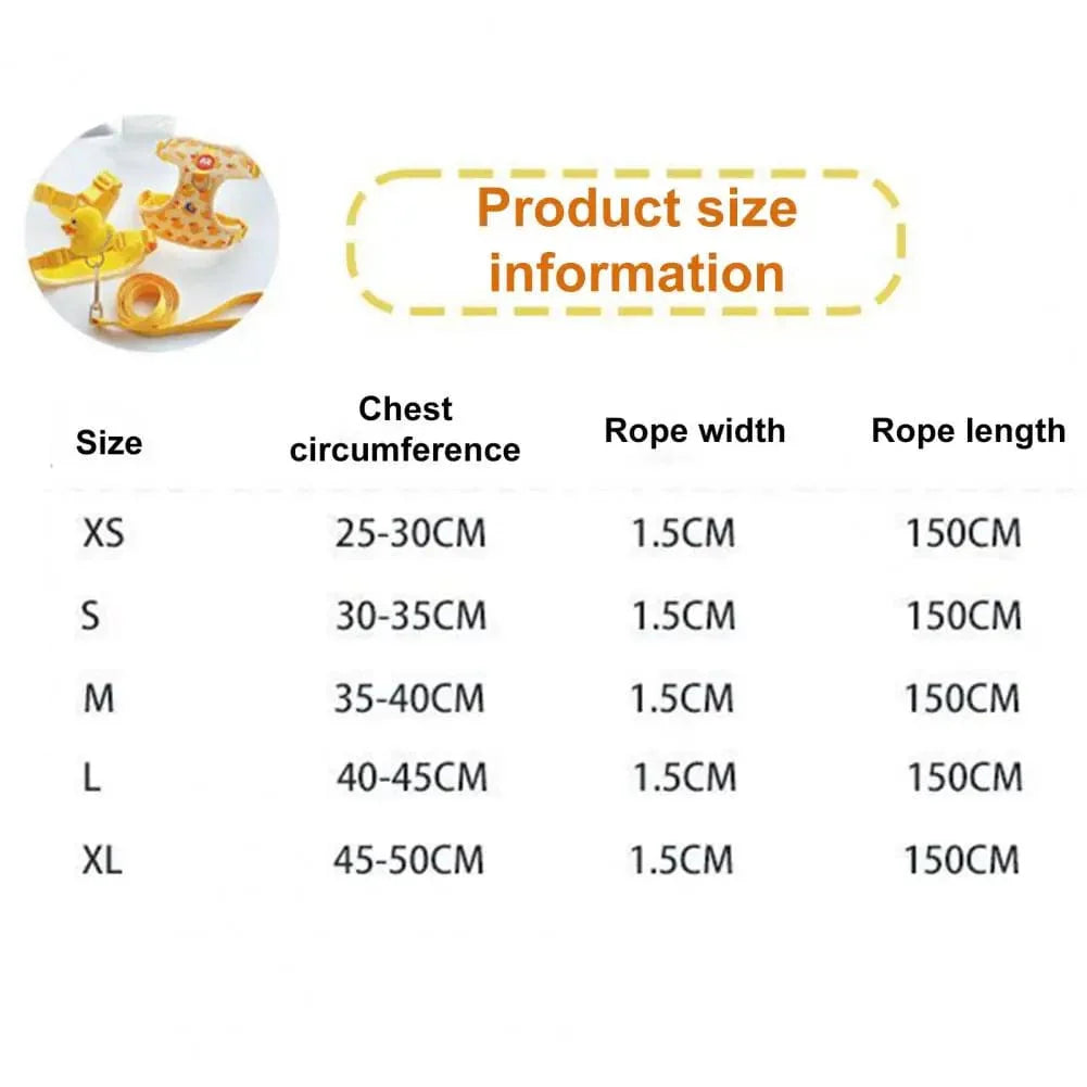 Pet Vest Vest With Leash Cartoon Yellow Duck Walk-in Adjustable Buckle Small Dog Puppy Cat Harness Pet Supplies | Stornfield