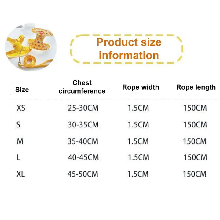 Pet Vest Vest With Leash Cartoon Yellow Duck Walk-in Adjustable Buckle Small Dog Puppy Cat Harness Pet Supplies | Stornfield