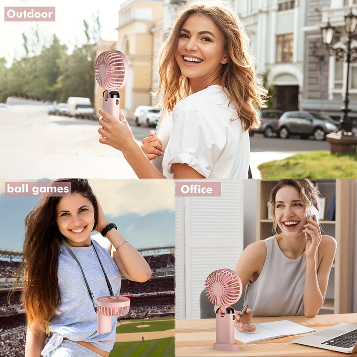 Portable Handheld Mini Fan USB Rechargeable with LED Display 5 Speeds 90° Foldable Battery Operated for Office Bedroom Outdoor Travel Camping Back to School Supplies | Stornfield