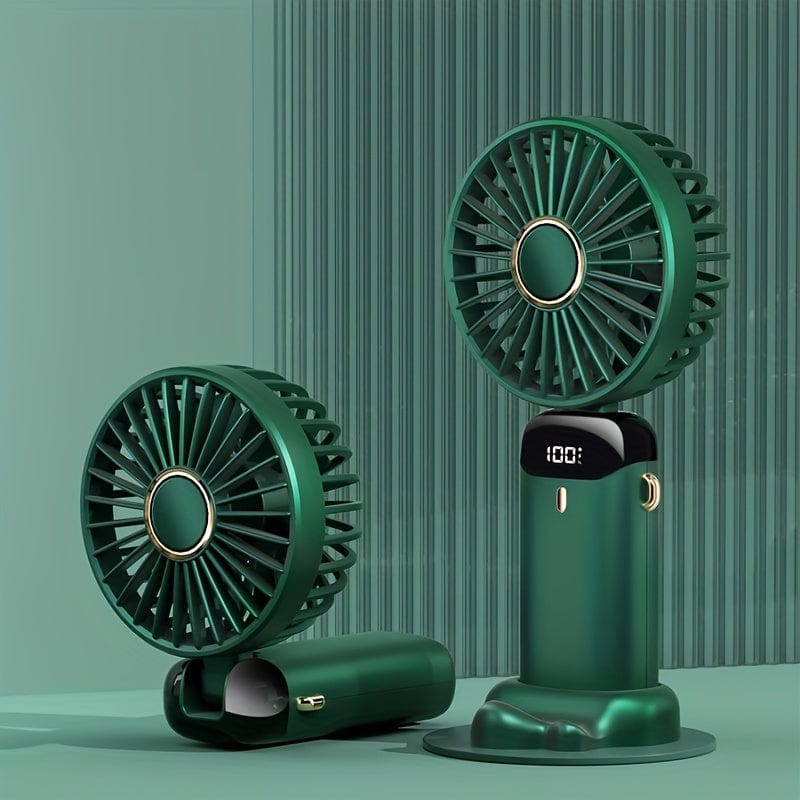 Portable Handheld Mini Fan USB Rechargeable with LED Display 5 Speeds 90° Foldable Battery Operated for Office Bedroom Outdoor Travel Camping Back to School Supplies | Stornfield