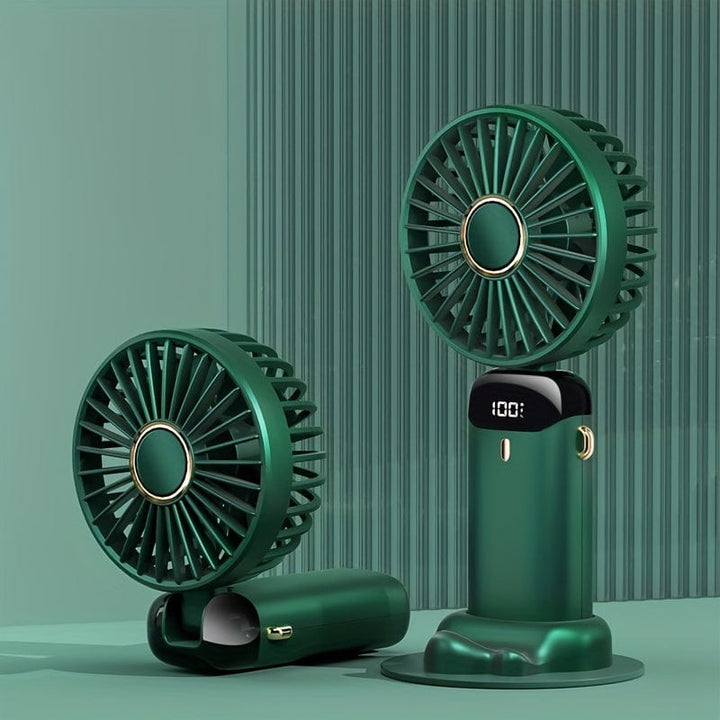 Portable Handheld Mini Fan USB Rechargeable with LED Display 5 Speeds 90° Foldable Battery Operated for Office Bedroom Outdoor Travel Camping Back to School Supplies | Stornfield