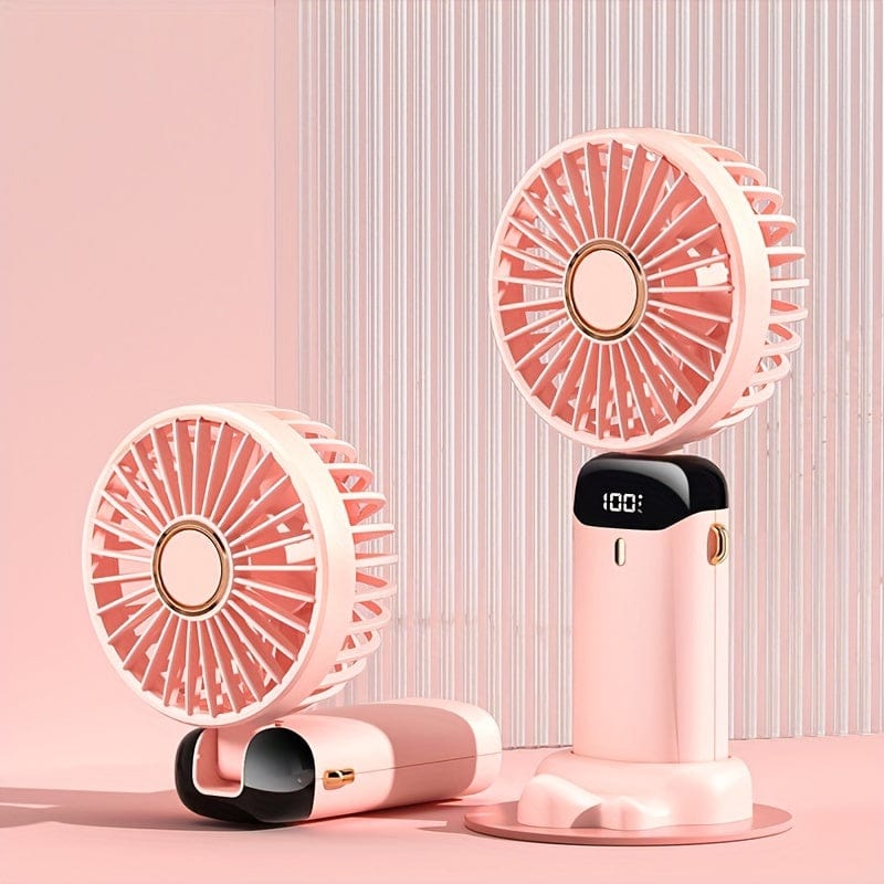 Portable Handheld Mini Fan USB Rechargeable with LED Display 5 Speeds 90° Foldable Battery Operated for Office Bedroom Outdoor Travel Camping Back to School Supplies | Stornfield