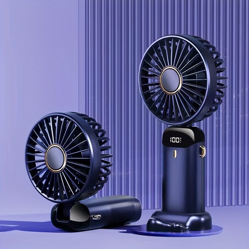Portable Handheld Mini Fan USB Rechargeable with LED Display 5 Speeds 90° Foldable Battery Operated for Office Bedroom Outdoor Travel Camping Back to School Supplies | Stornfield