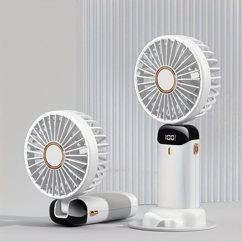 Portable Handheld Mini Fan USB Rechargeable with LED Display 5 Speeds 90° Foldable Battery Operated for Office Bedroom Outdoor Travel Camping Back to School Supplies | Stornfield