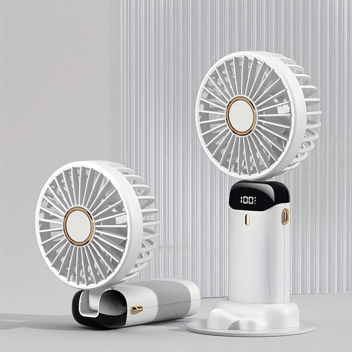 Portable Handheld Mini Fan USB Rechargeable with LED Display 5 Speeds 90° Foldable Battery Operated for Office Bedroom Outdoor Travel Camping Back to School Supplies | Stornfield