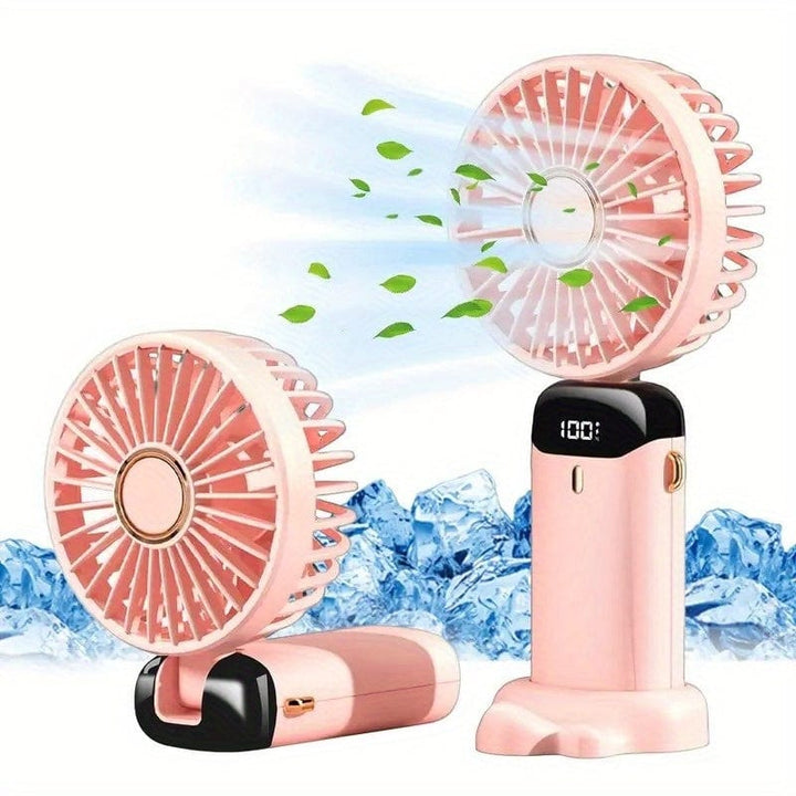 Portable Mini USB Fan LED Digital Display 5 Speeds 21hrs Battery Life Quiet Operation Ideal for Summer Travel and Household Use | Stornfield