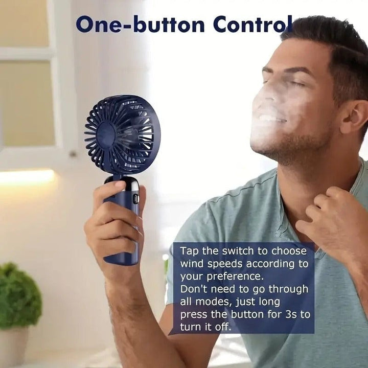 Portable Mini USB Fan LED Digital Display 5 Speeds 21hrs Battery Life Quiet Operation Ideal for Summer Travel and Household Use | Stornfield
