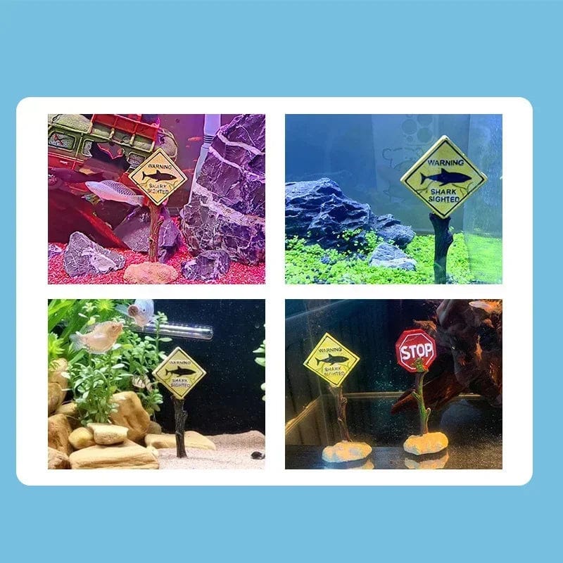 Resin Aquarium Decoration Ornaments Artificial Shark Warning Sign Landscaping Accessories for Fish Tank Aquarium Background | Stornfield