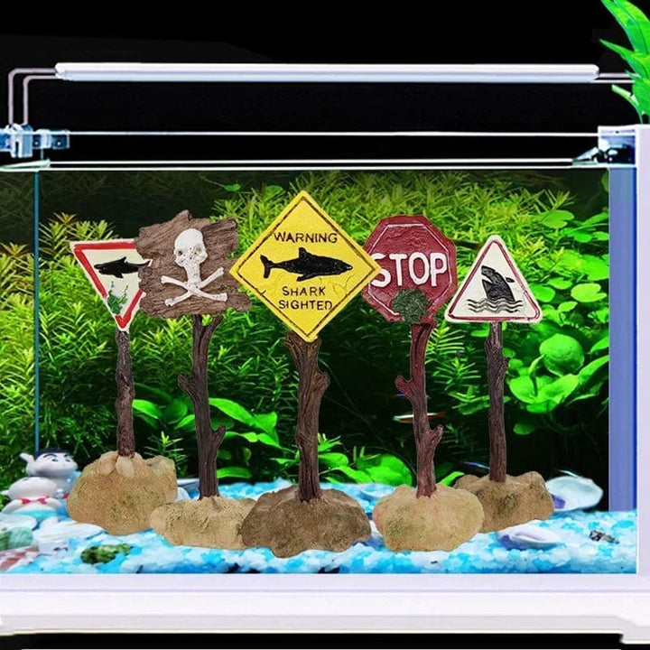 Resin Aquarium Decoration Ornaments Artificial Shark Warning Sign Landscaping Accessories for Fish Tank Aquarium Background | Stornfield