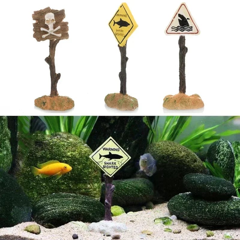 Resin Aquarium Decoration Ornaments Artificial Shark Warning Sign Landscaping Accessories for Fish Tank Aquarium Background | Stornfield