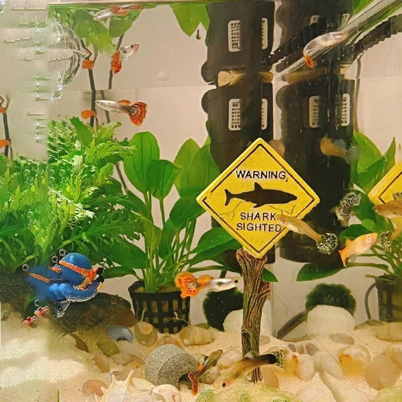 Resin Aquarium Decoration Ornaments Artificial Shark Warning Sign Landscaping Accessories for Fish Tank Aquarium Background | Stornfield
