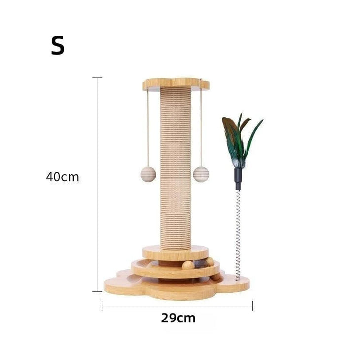 Pet Cat Toy Solid Wood Cat Turntable Funny Cat Stick  Balls Durable Sisal Scratching Board Cat Supplies Cat Grab Column | Stornfield