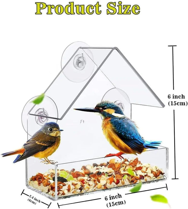 Acrylic Clear Glass Window Birds Hanging Feeder Birdhouse Food Feeding House Table Seed Peanut Suction Cup | Stornfield