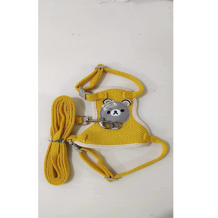 Small Cat Dog Harness Leash Set Breathable Vest Escape Proof Chest Strap Kitten Puppy Cartoon Bear Walking Pet Traction Lead | Stornfield