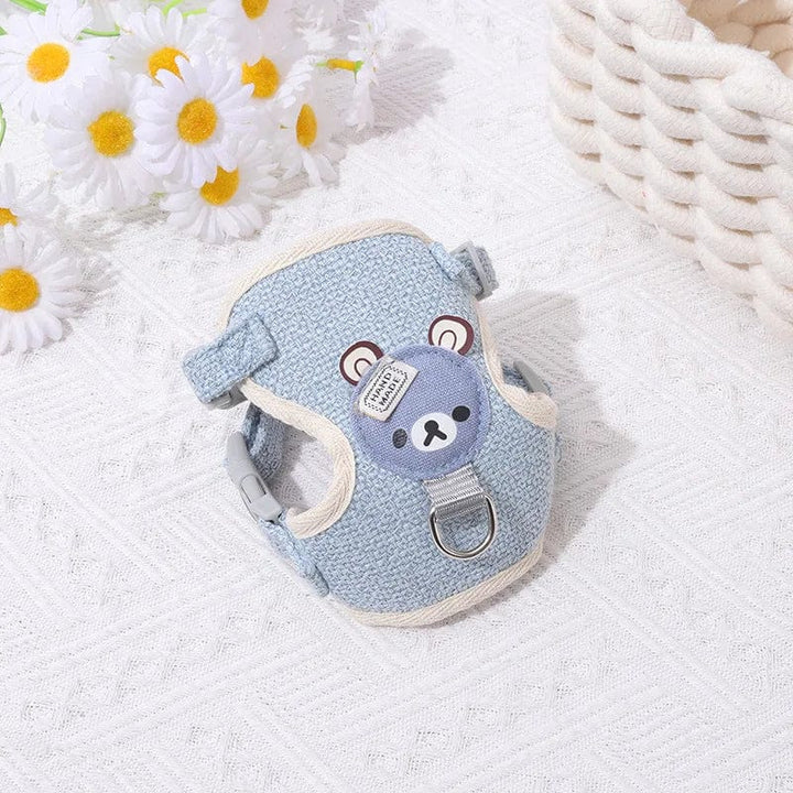 Small Cat Dog Harness Leash Set Breathable Vest Escape Proof Chest Strap Kitten Puppy Cartoon Bear Walking Pet Traction Lead | Stornfield