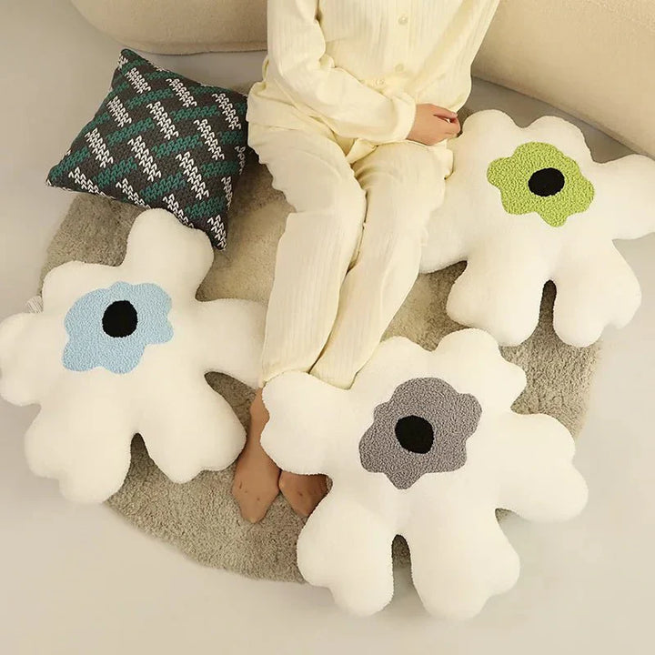 Plush Abstract Flower Shape Cushion in Soft Cotton Material | Stornfield