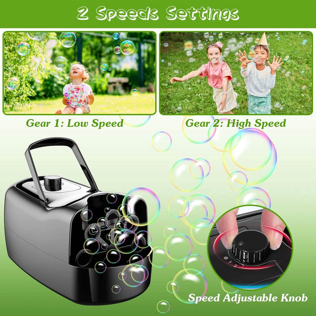 Stornfield | Portable Bubble Machine with 2 Speeds Hand Grip 3000-4000 Bubbles per Minute Plug-powered Battery-powered
