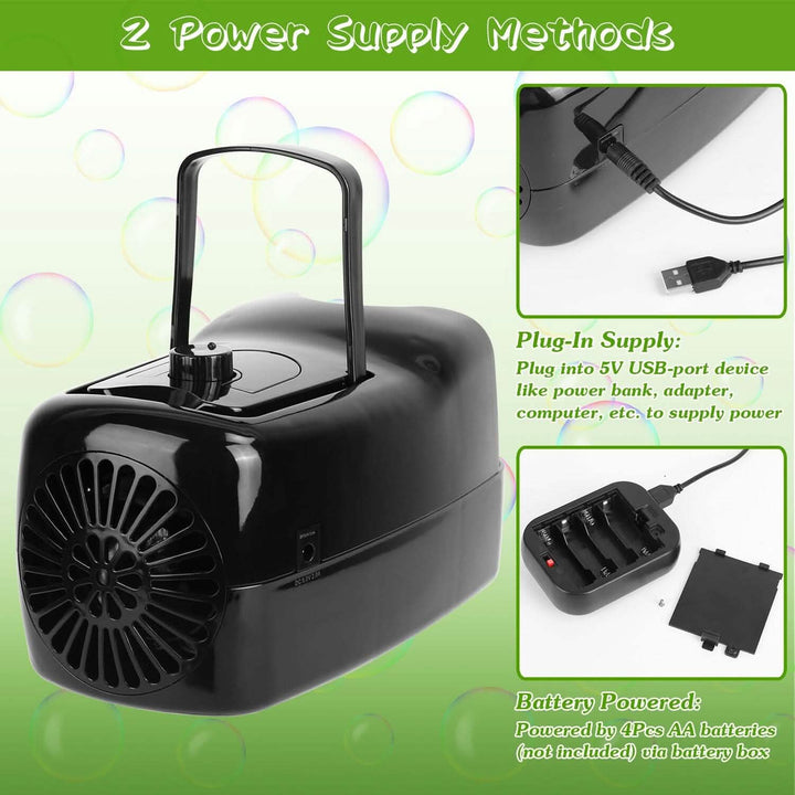 Stornfield | Portable Bubble Machine with 2 Speeds Hand Grip 3000-4000 Bubbles per Minute Plug-powered Battery-powered
