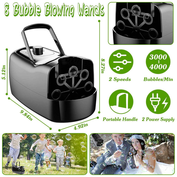 Stornfield | Portable Bubble Machine with 2 Speeds Hand Grip 3000-4000 Bubbles per Minute Plug-powered Battery-powered