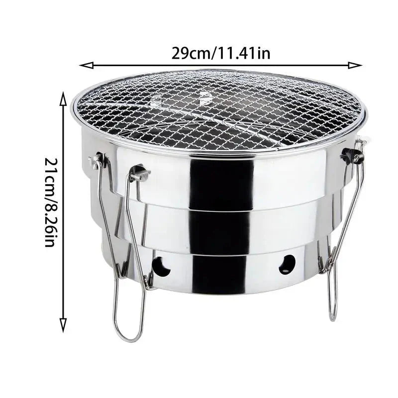 Portable Outdoor BBQ Grill Stainless Steel Fire Pit Charcoal Grill Burner | Stornfield