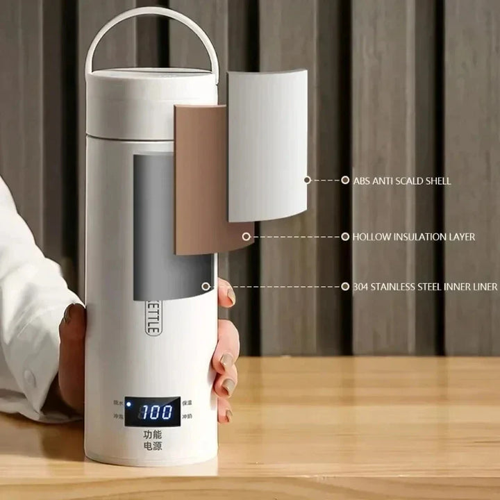 Portable Stainless Steel Electric Kettle Travel Boiler with Thermal Cup | Stornfield
