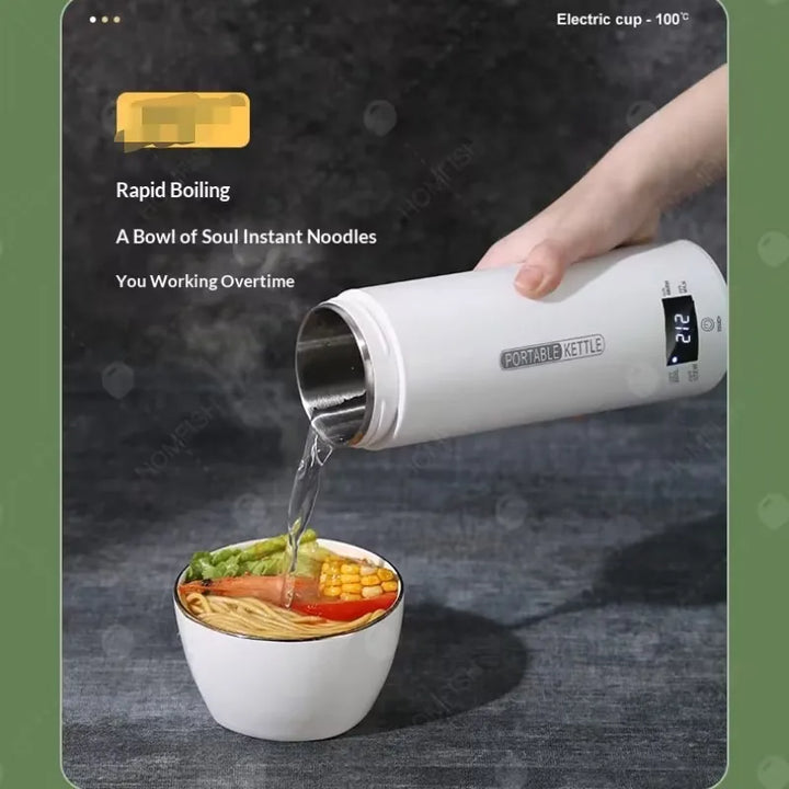 Portable Stainless Steel Electric Kettle Travel Boiler with Thermal Cup | Stornfield