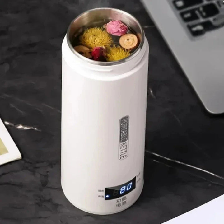 Portable Stainless Steel Electric Kettle Travel Boiler with Thermal Cup | Stornfield