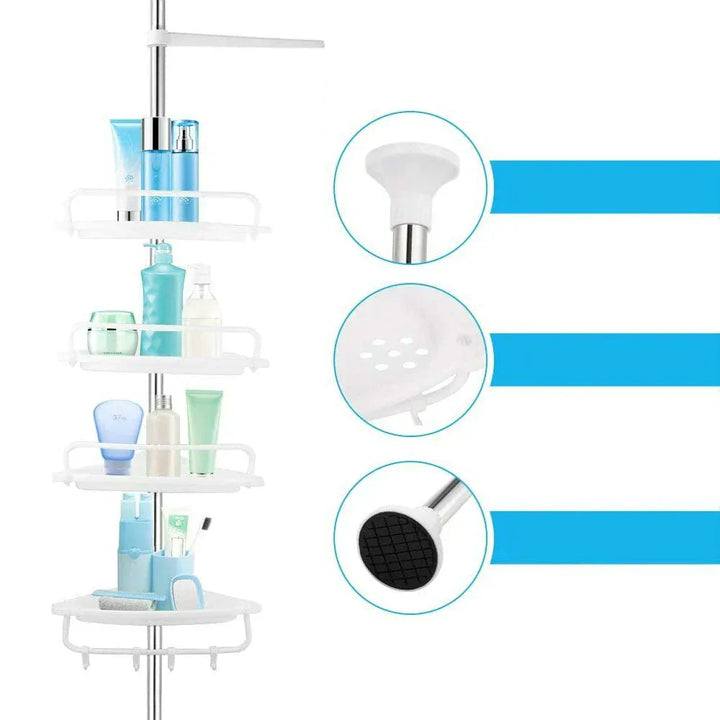Telesto Telescopic Shower Rack – Adjustable Corner Shelf with 4 Levels | Stornfield