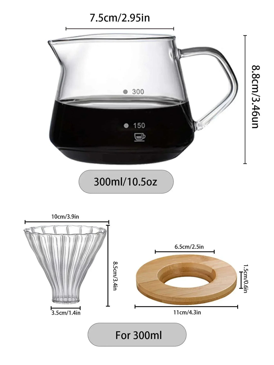 Pour Over Coffee Maker Set Glass Carafe Coffee with Glass Coffee Filter | Stornfield